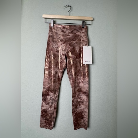 NWT Lululemon Align High-Rise Crop 23" Shine Diamond Dye Cacao Diffuse Dot Foil - Picture 7 of 15